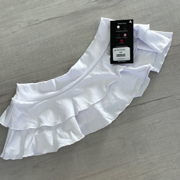 NWT Mapale 5022 Double Layered Ruffle Skirt White - Picture 3 of 5